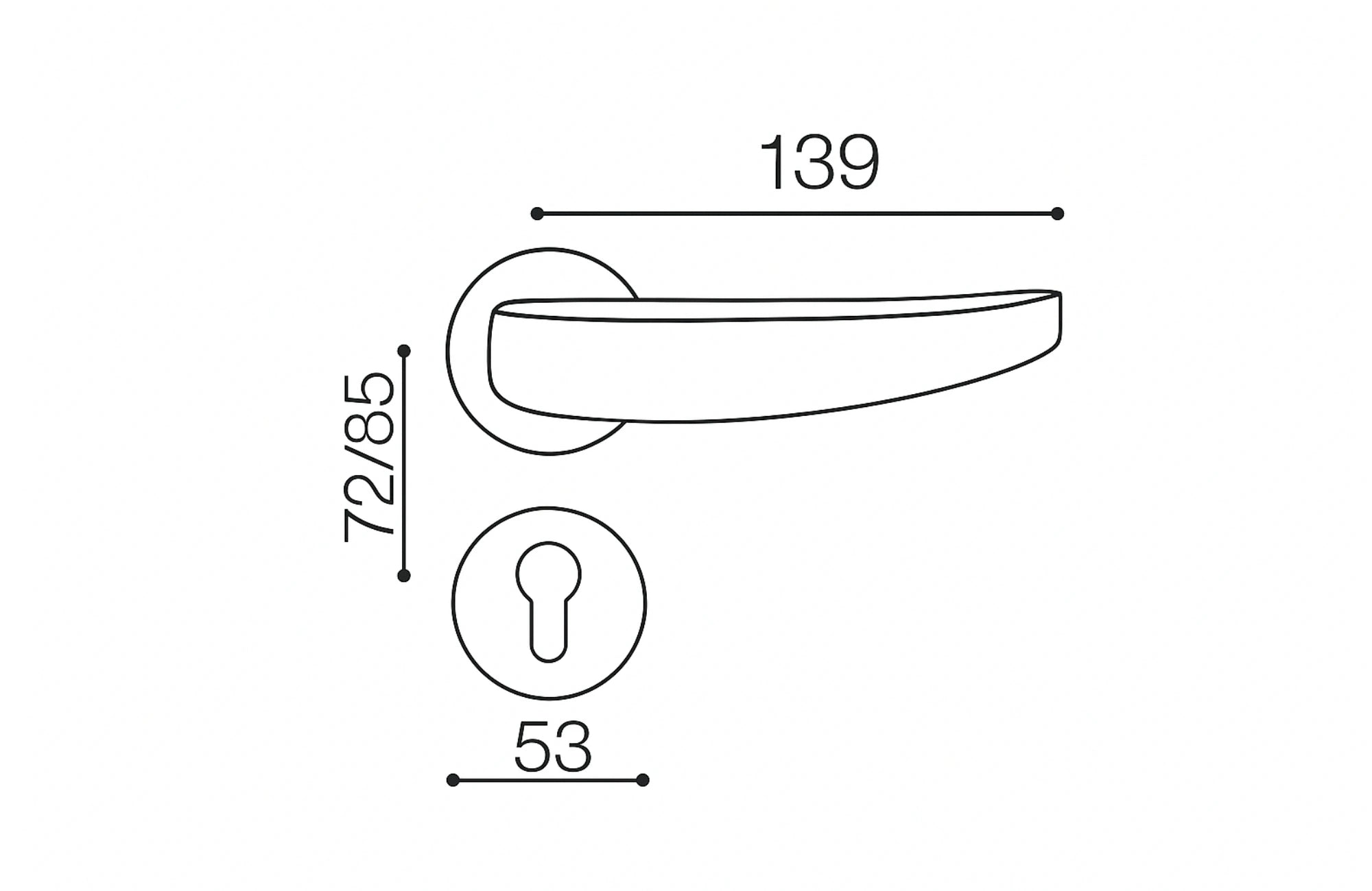Regale Lever Handle on Round Rose & Cylinder Escutcheon
