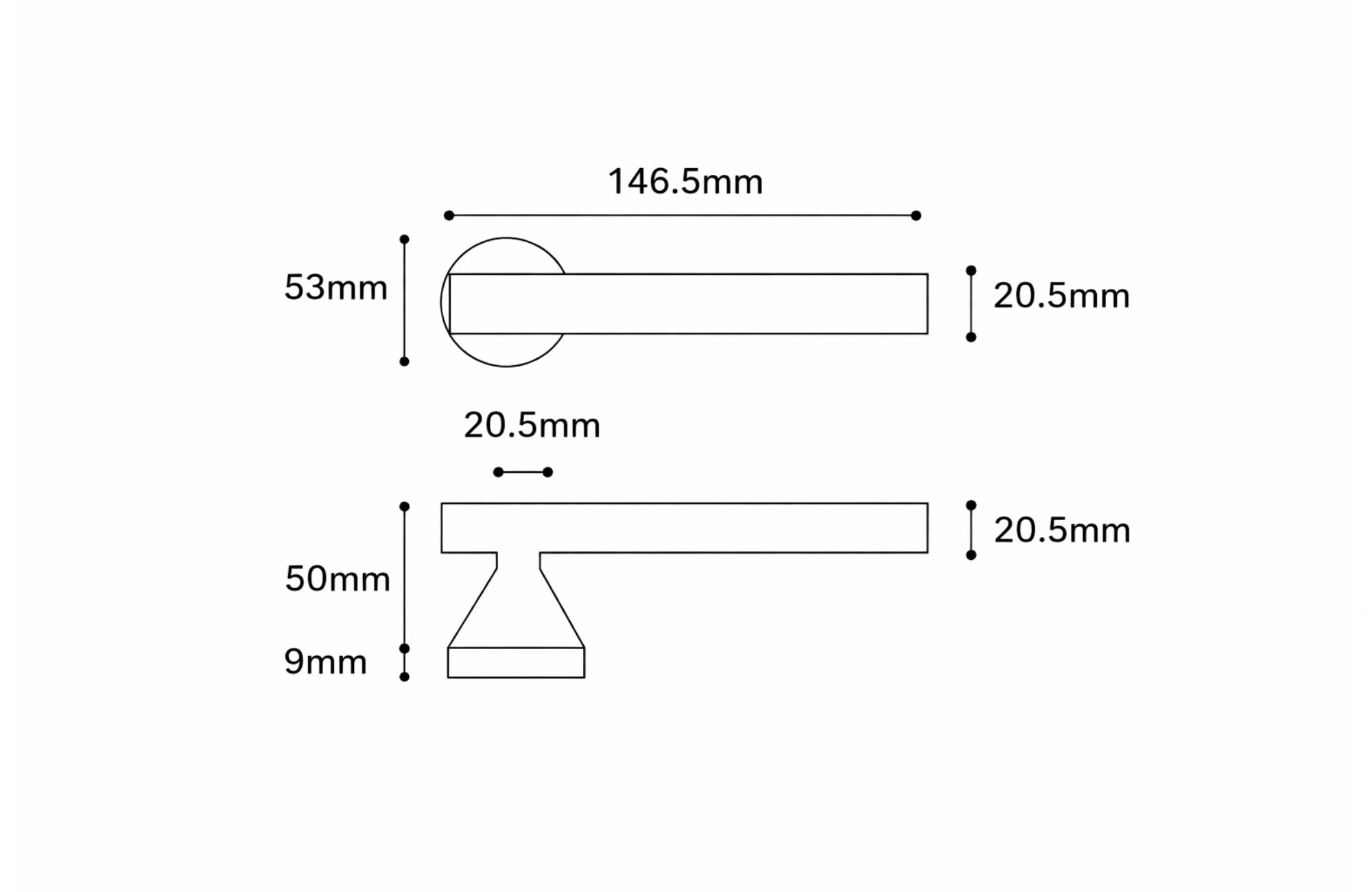 Tag Lever Handle on Round Rose & Cylinder Escutcheon