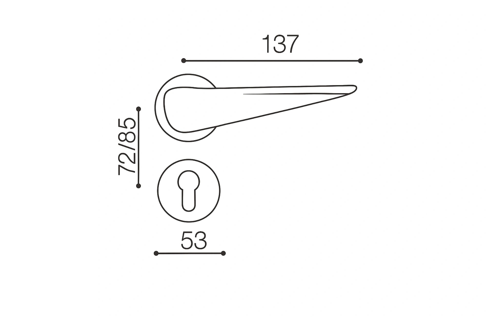 Wing Lever Handle on Round Rose & Cylinder Escutcheon