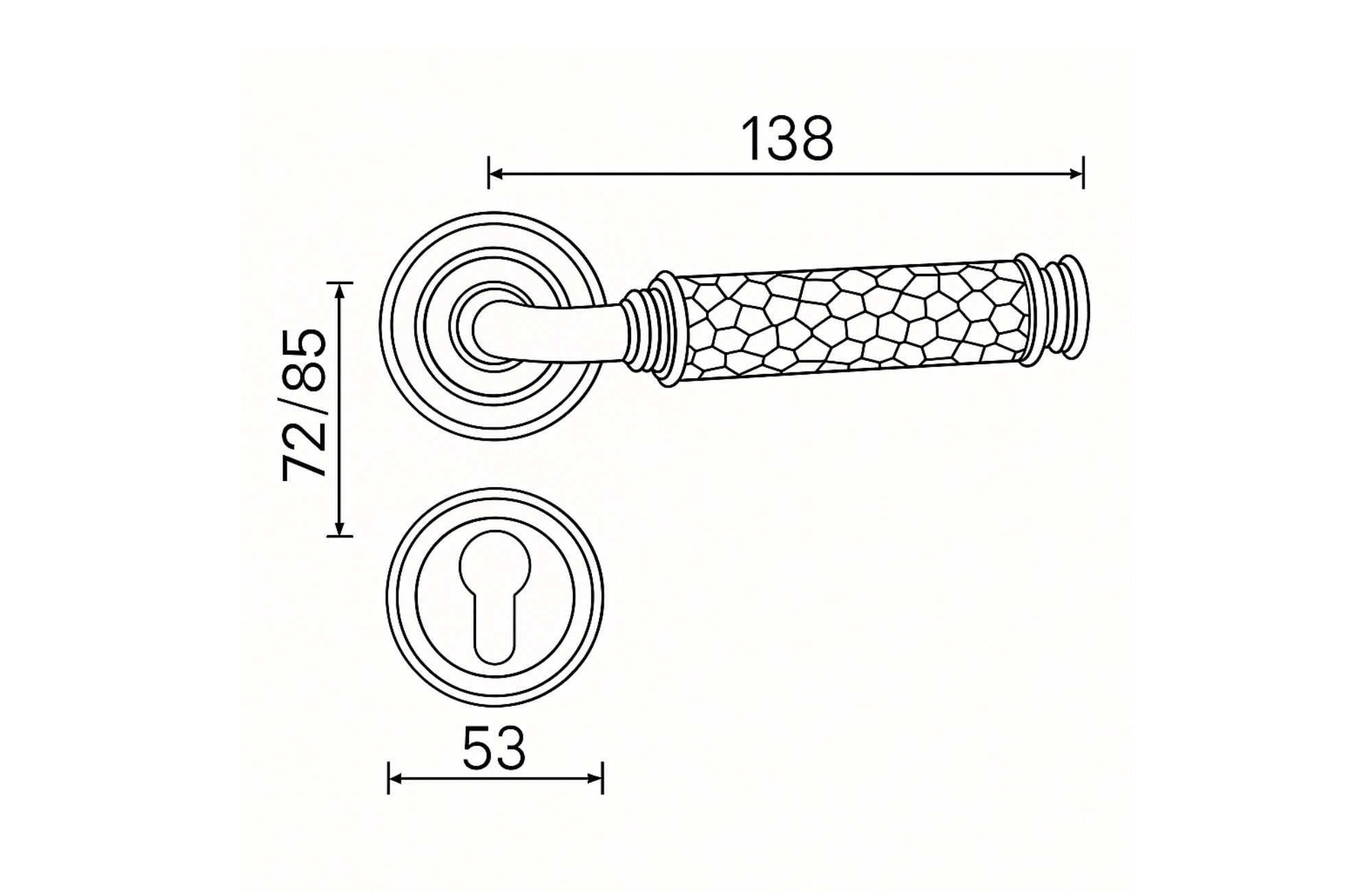 Europa Lever Handle on Round Rose & Cylinder Escutcheon