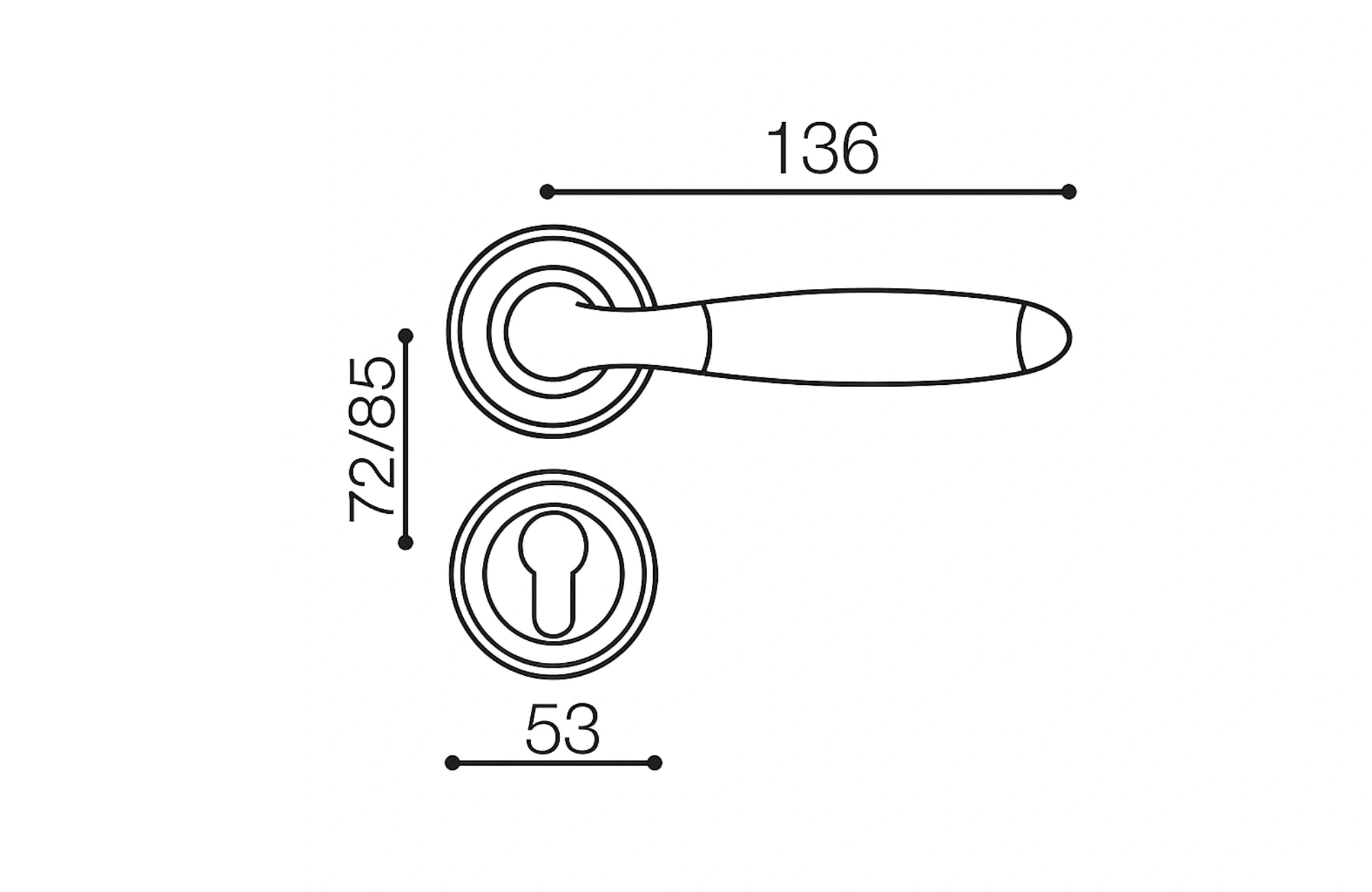 Tilt Lever Handle on Round Rose & Cylinder Escutcheon