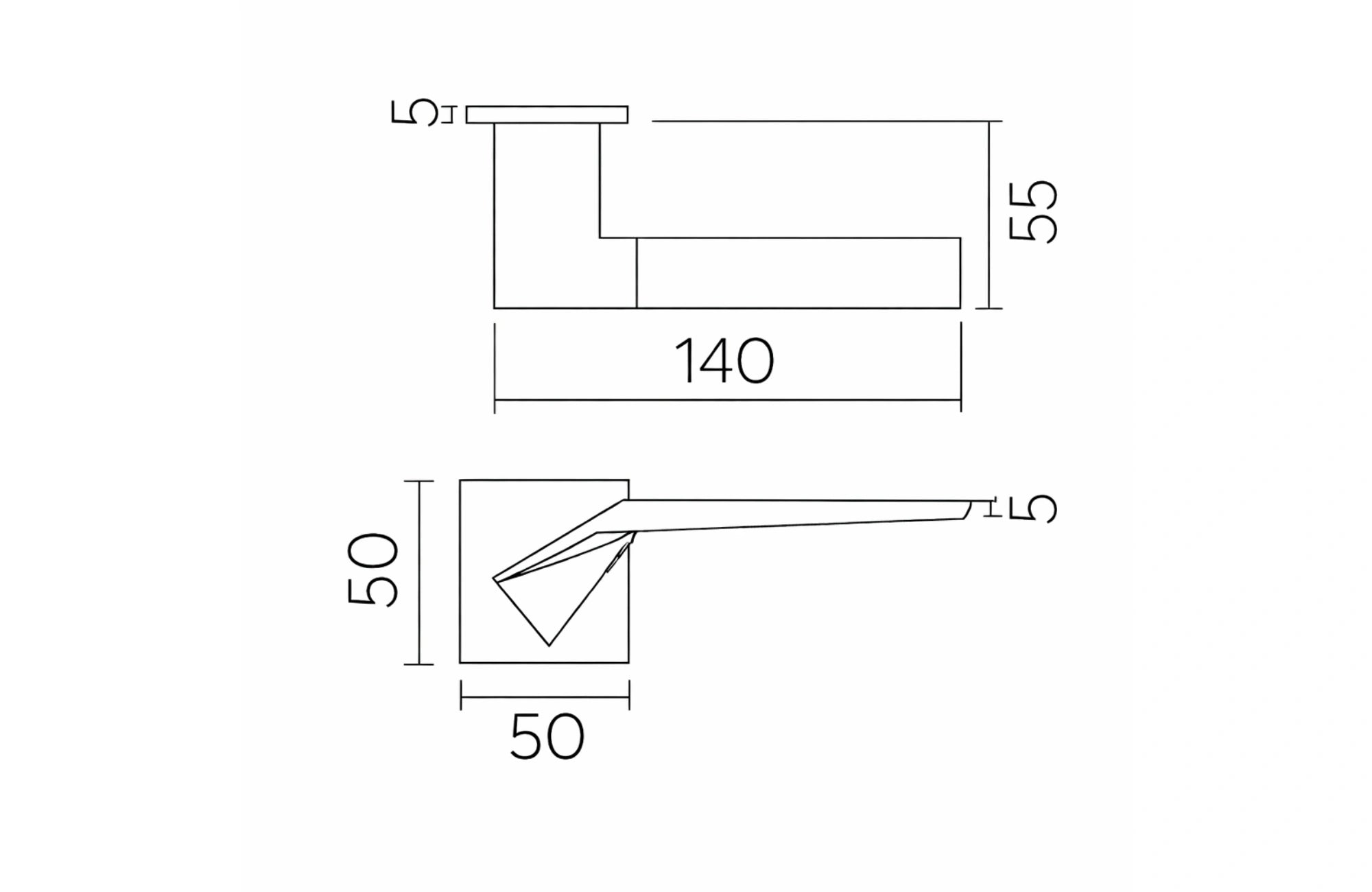 Origami Italy Lever Handle on Round Rose & Cylinder Escutcheon