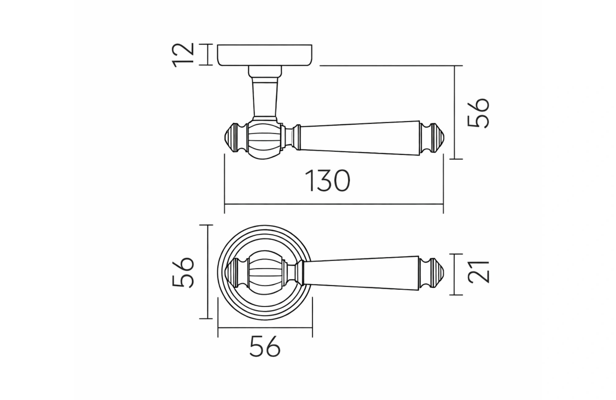 Michelle Italy Lever Handle on Round Rose & Cylinder Escutcheon