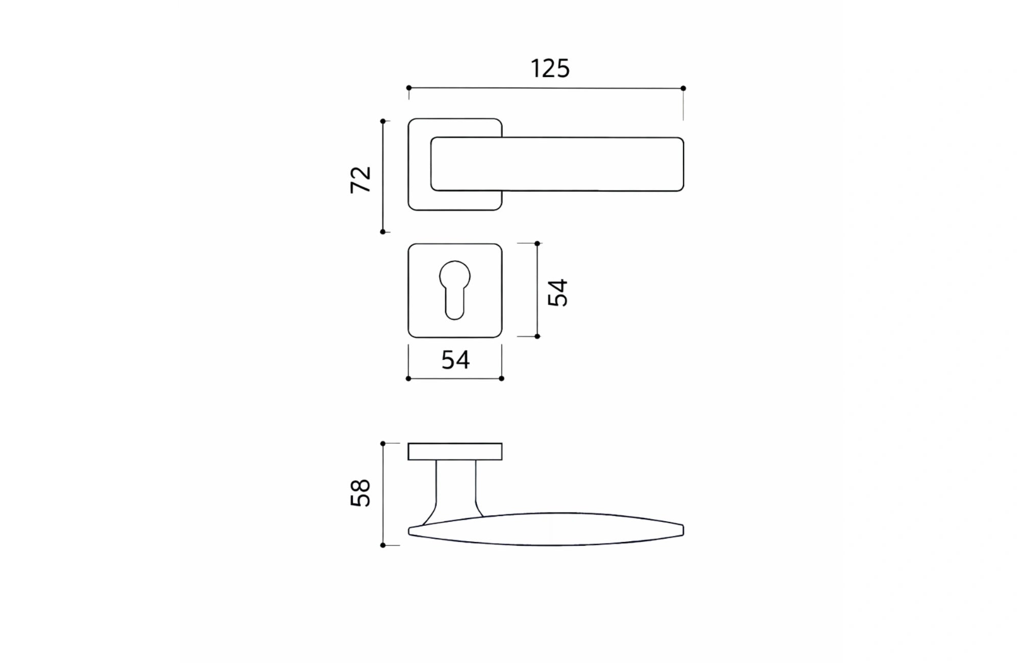 Nautilus Italy Lever Handle on Round Rose & Cylinder Escutcheon