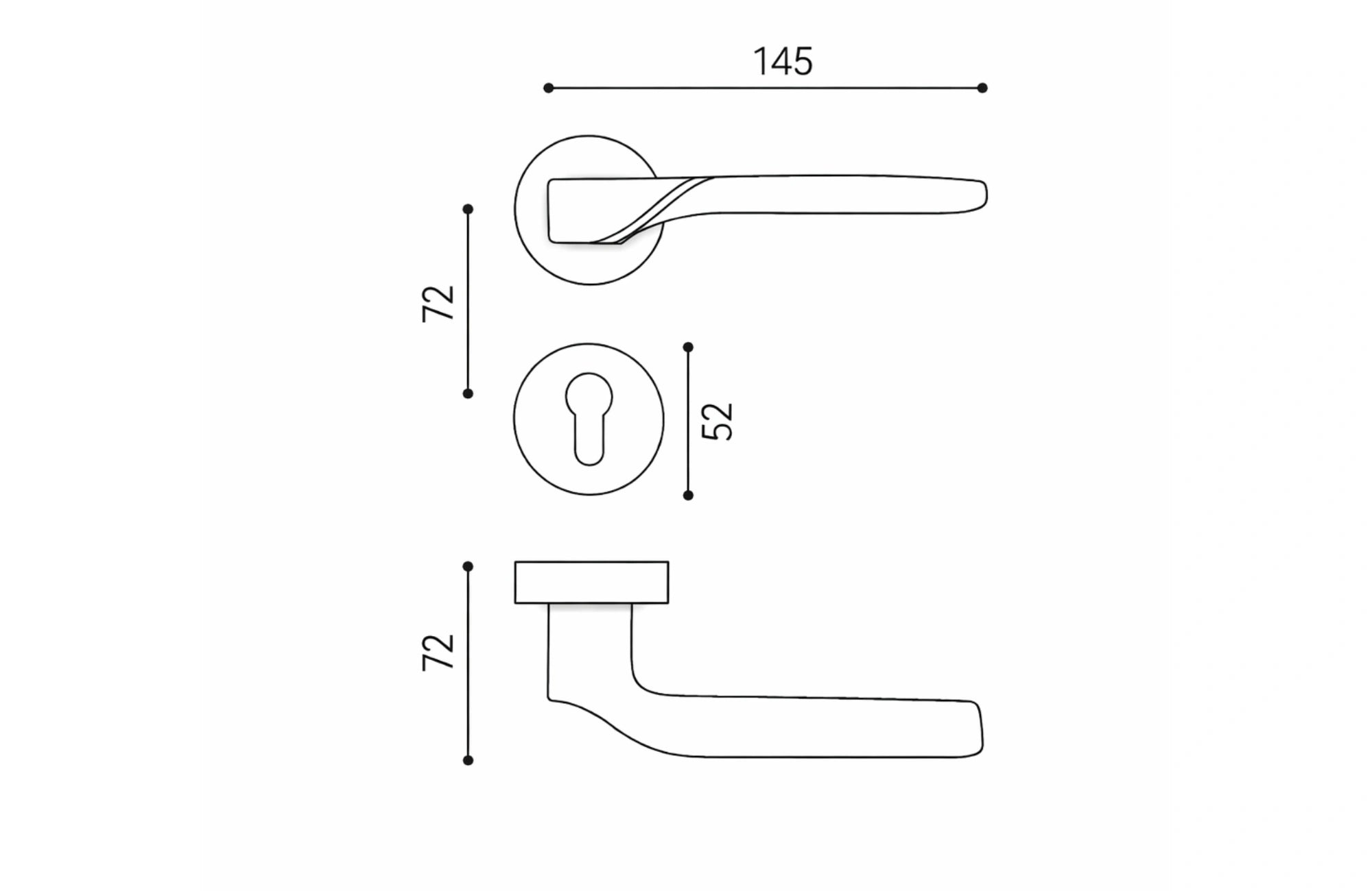Doxa Italy Lever Handle on Round Rose & Cylinder Escutcheon