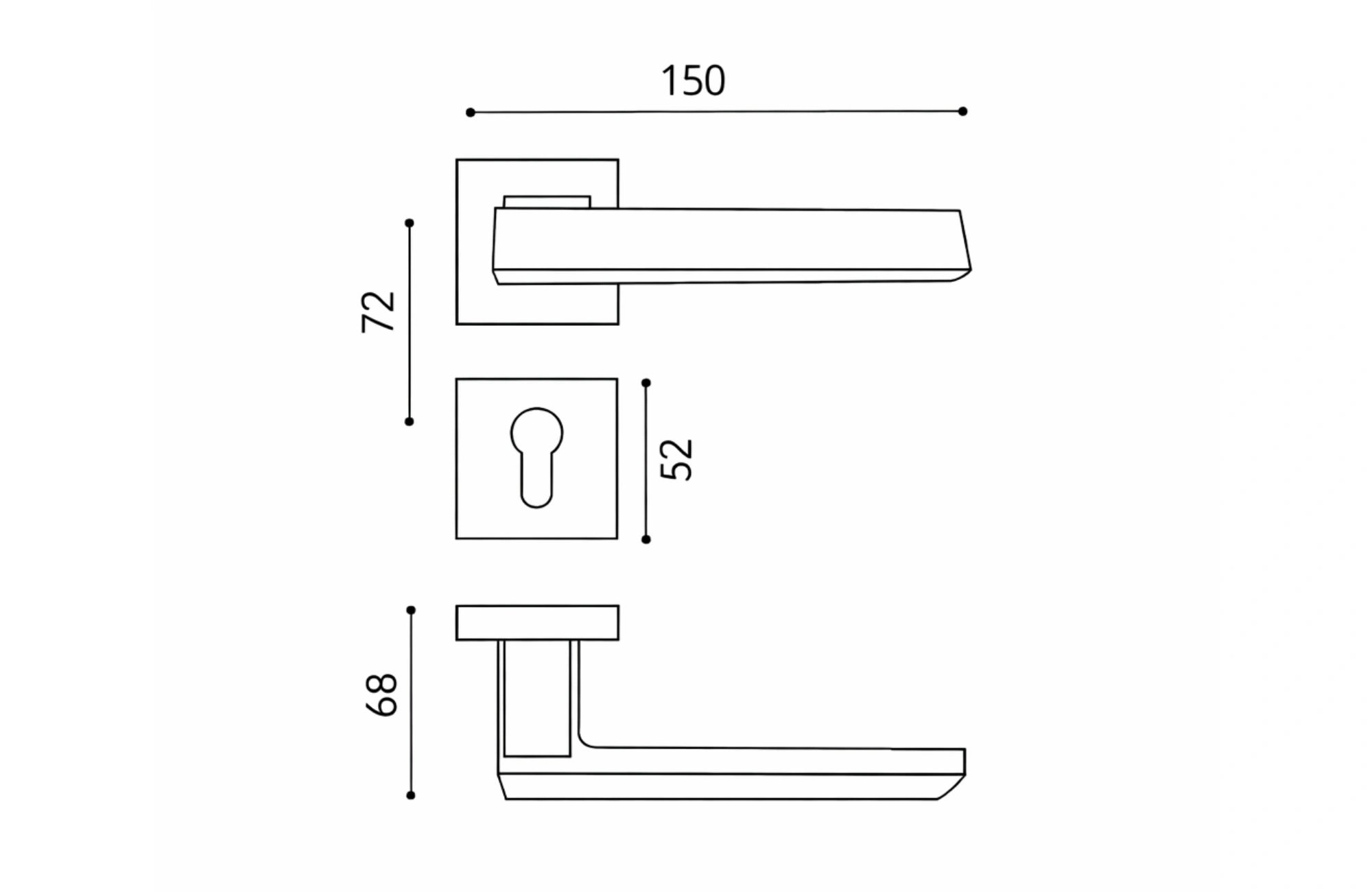 Edox Italy Lever Handle on Round Rose & Cylinder Escutcheon