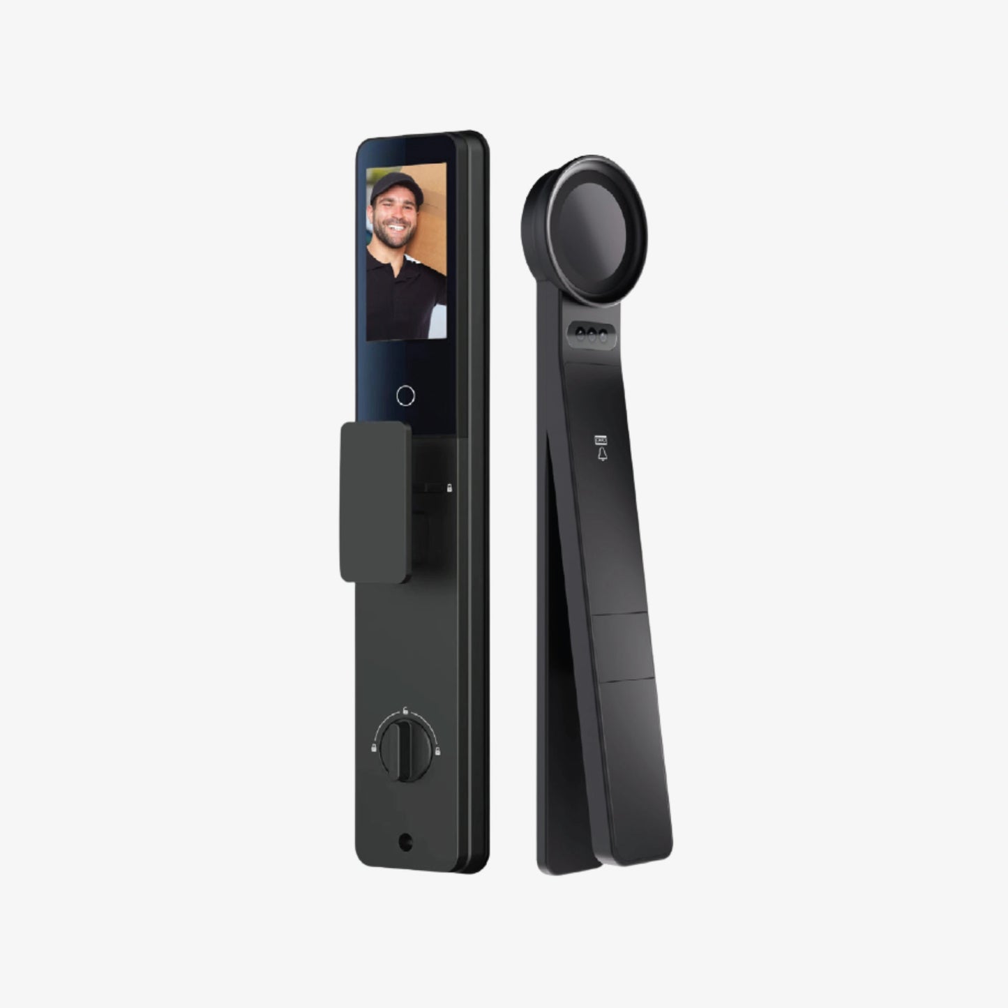 Cassario A019C Digital Smart Lock with Face Recognition, Voice Command, Palm Vein, Fingerprint, Mobile Application, Password, Cards and Keys with Intercom Set, Black