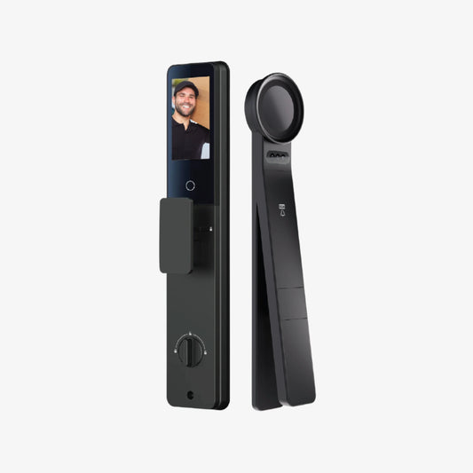 Cassario A019C Digital Smart Lock with Face Recognition, Voice Command, Palm Vein, Fingerprint, Mobile Application, Password, Cards and Keys with Intercom Set, Black