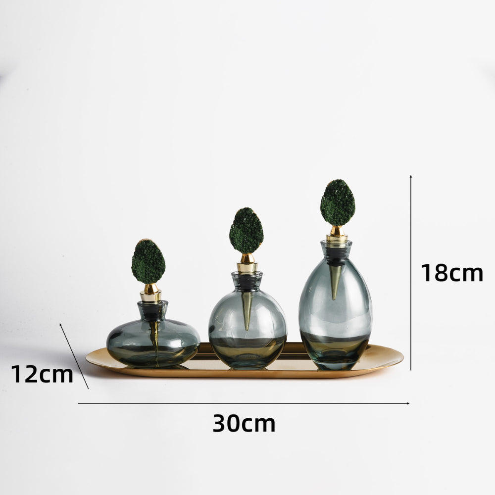 Verdant Elegance Decorative Bottle Set