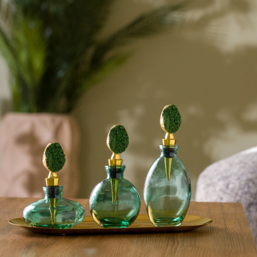 Verdant Elegance Decorative Bottle Set