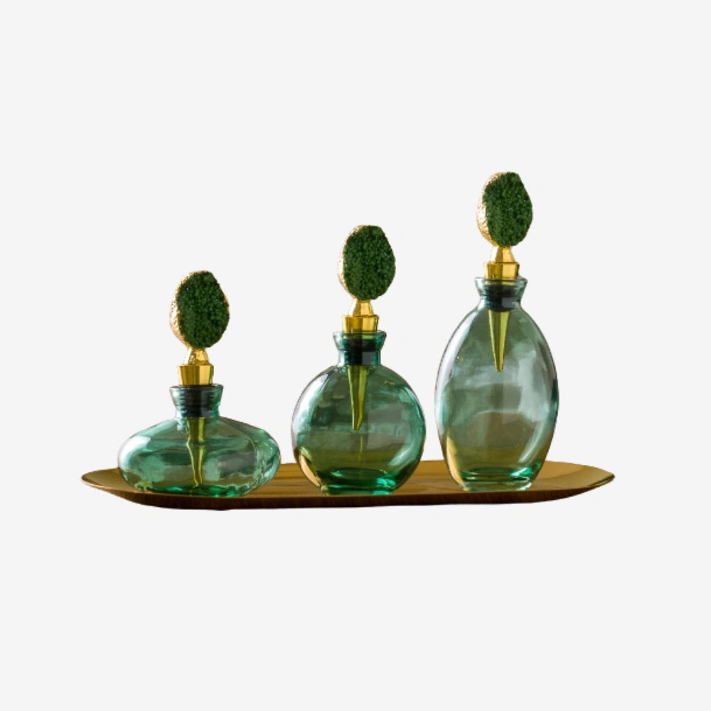 Verdant Elegance Decorative Bottle Set