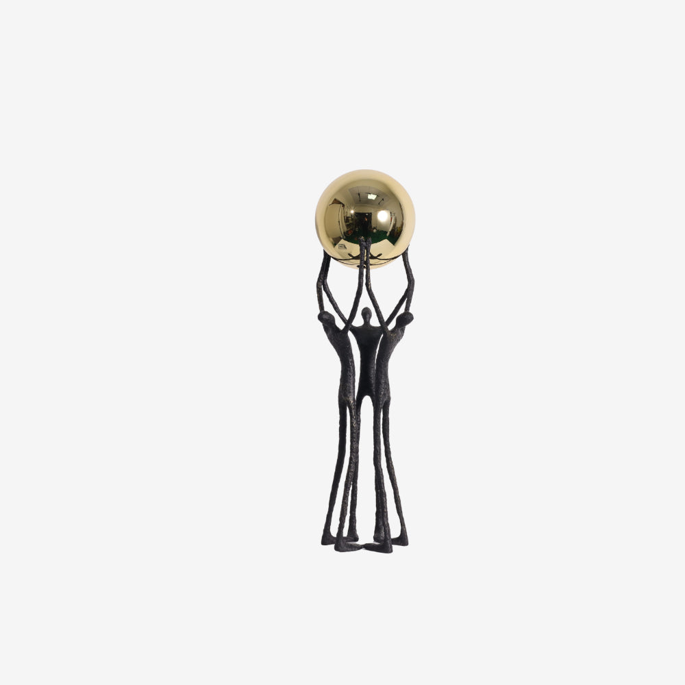 Modern Abstract Human Sculpture with Gold Sphere