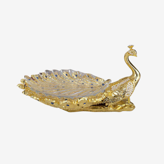 Peacock Decorative Bowl White & Gold