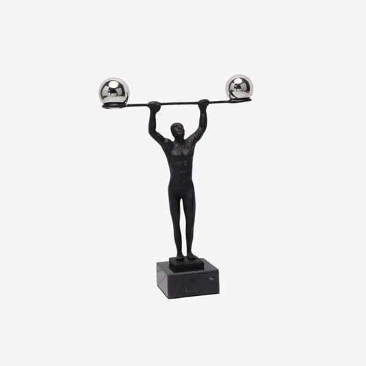 Abstract Weightlifting Sculpture Metal Marble