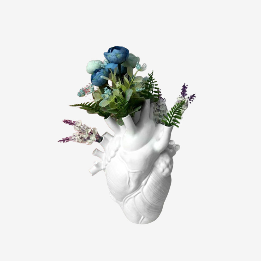 Anatomical Heart Vase White Resin