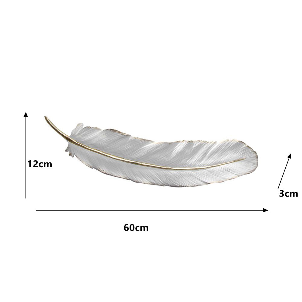 Feather Decorative Tray White Gold