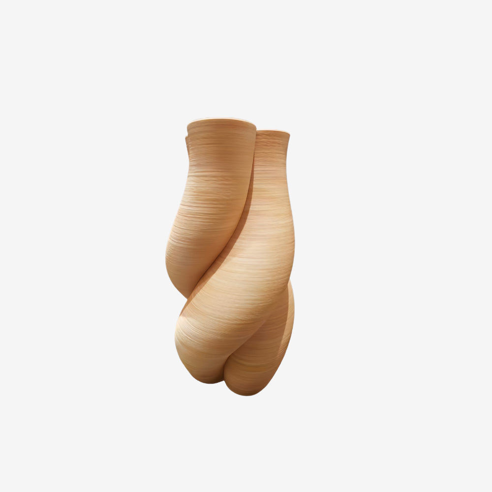 Twisted Form 3D Ceramic Vase, Tan