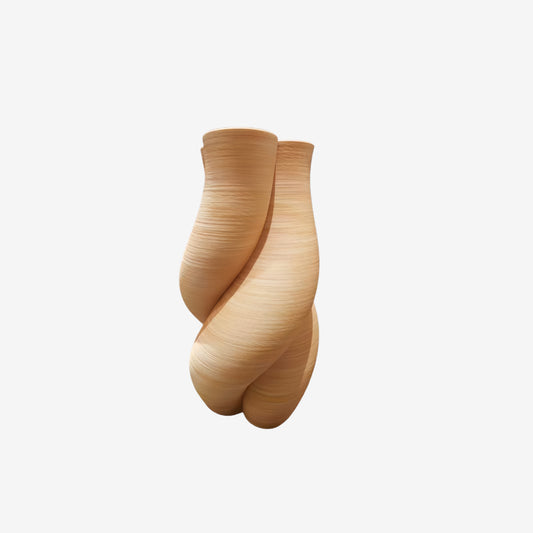 Twisted Form 3D Ceramic Vase, Tan