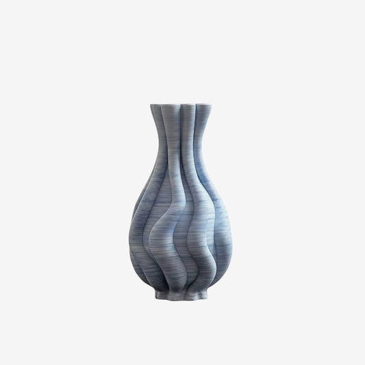 Wave Form 3D Ceramic Vase Blue
