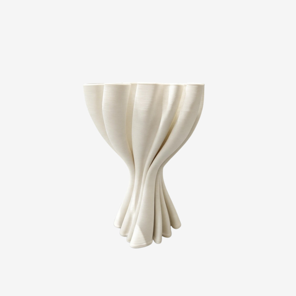 Wave Form 3D Ceramic Vase White
