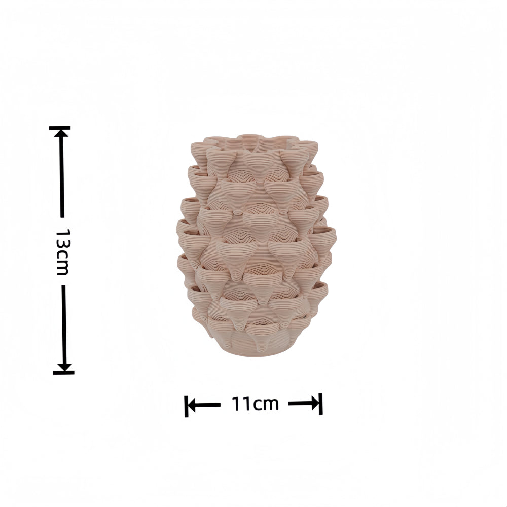 Layered Texture Ceramic Vase Beige