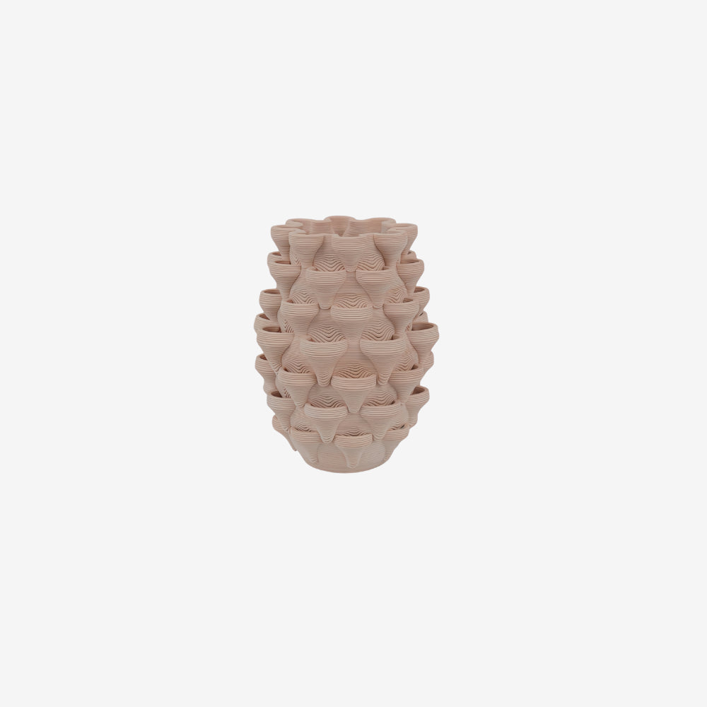 Layered Texture Ceramic Vase Beige
