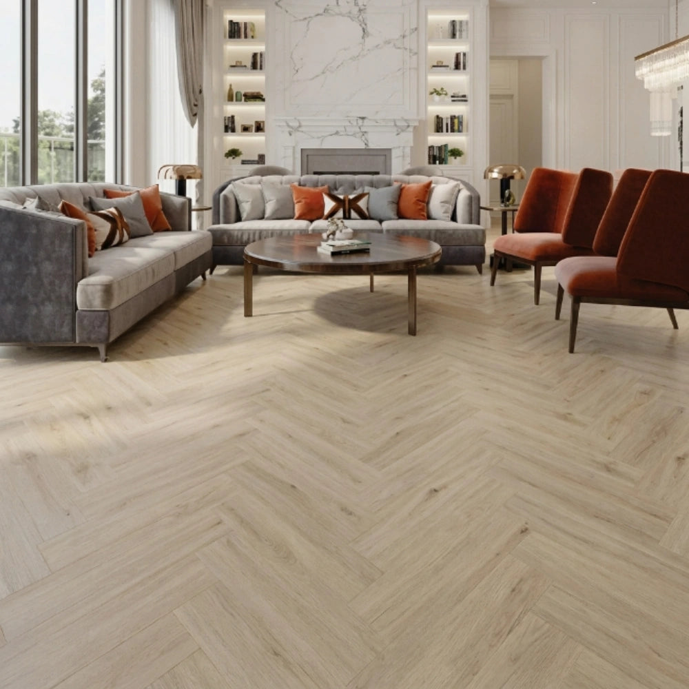 SPC Flooring Herringbone – Butter Milk | 127x620x5.0mm
