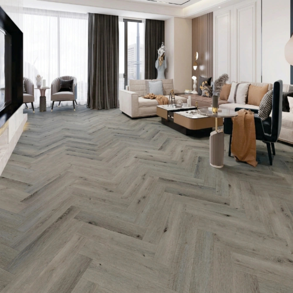 SPC Flooring Herringbone – Silver Gray | 127x620x5.0mm