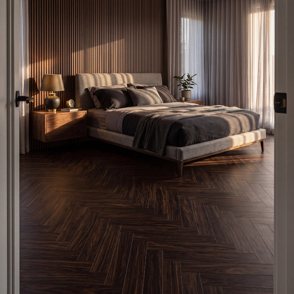 LVT Flooring Herringbone – Asian Walnut | 620x127x4.0mm