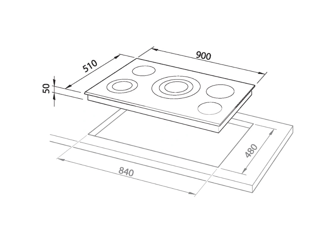 Elba ELIO EVC 906 XF Vitroceramic Hob 90 cm