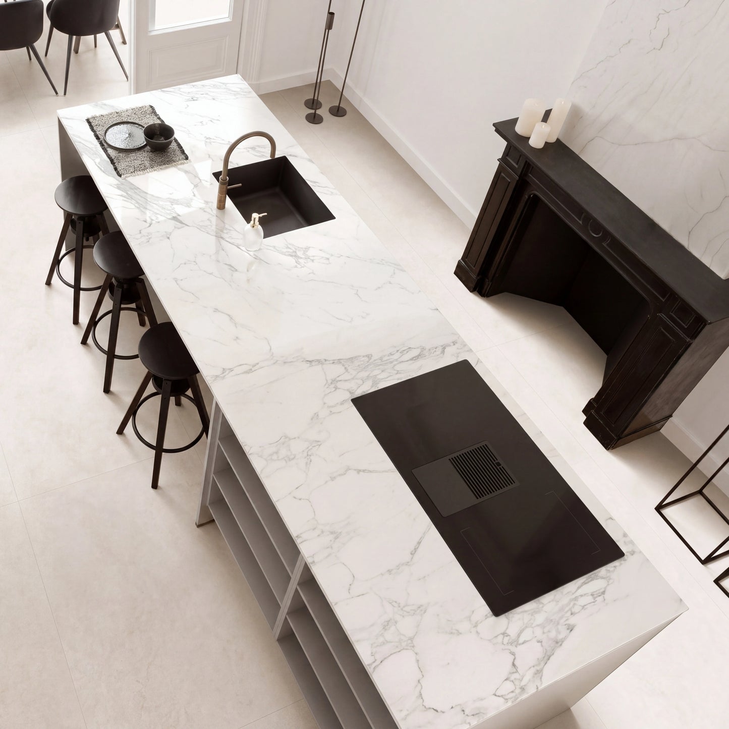 Spain Slab Techlam Calacatta White Polished Book Match