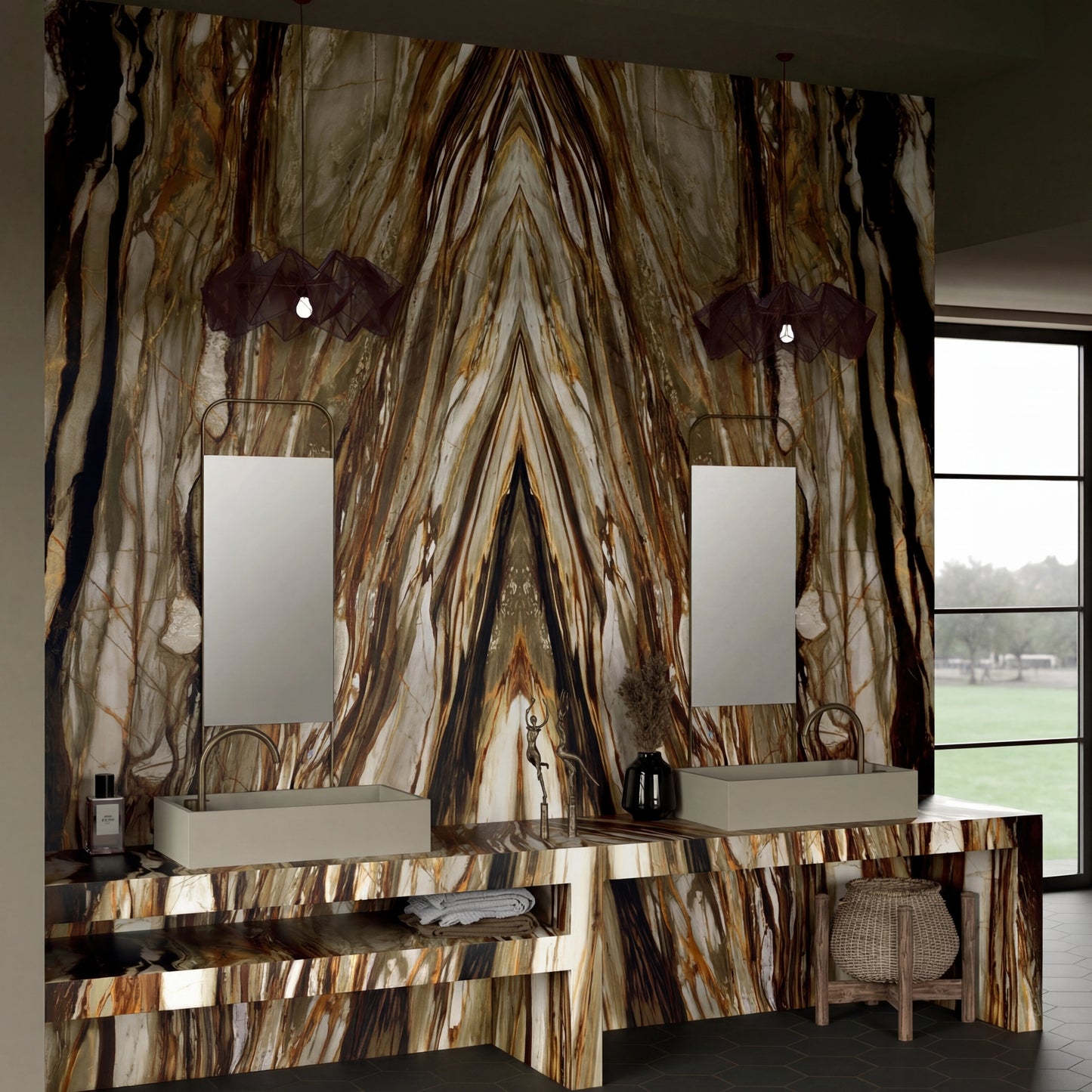 Italy Slabs Vero Redwood Stone Bookmatch Polished