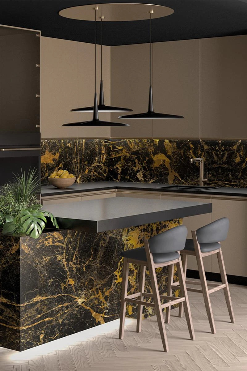 Italy Slabs Vero Black Gold Bookmatch Polished