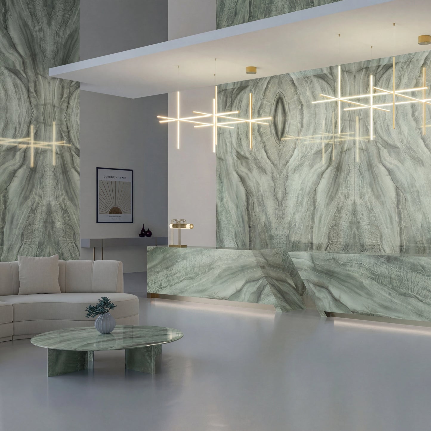Italy Slabs Vero Glam Green Bookmatch Polished