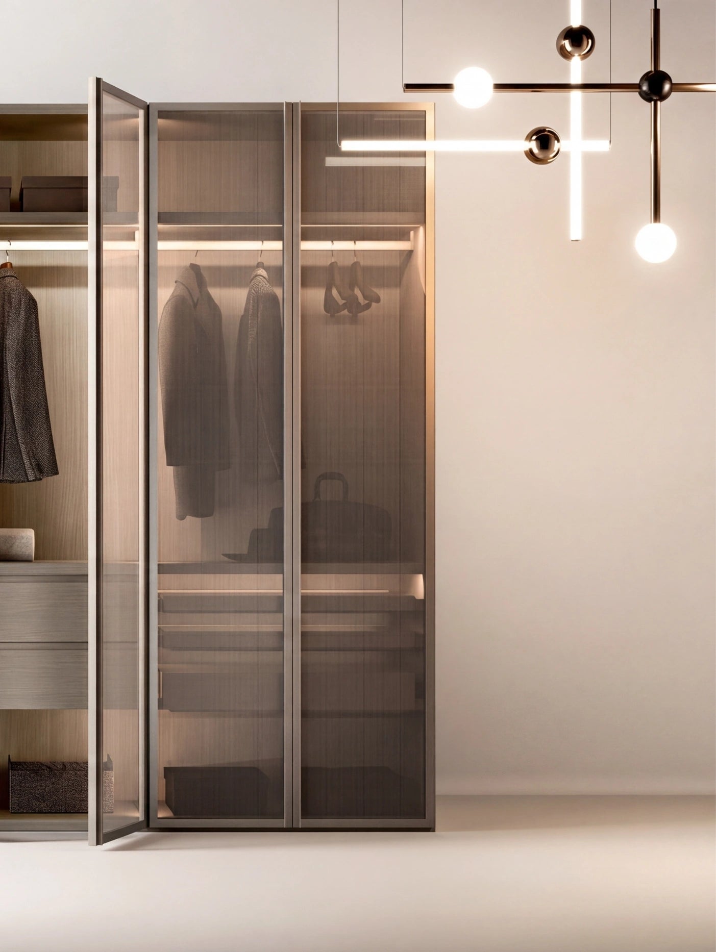 Shoulder Cabins Antares Walk-in Closet Glass Hinged Doors A125