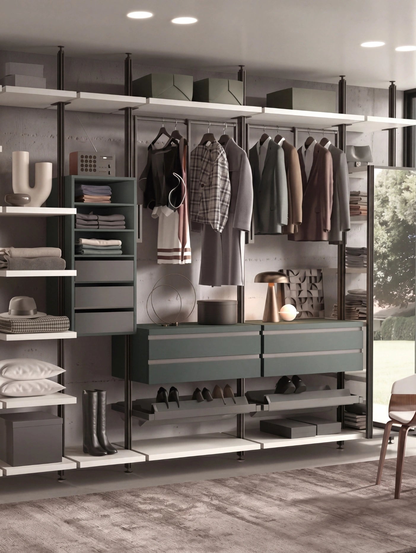 Cabin With Masts Virgo Linear Walk-In Closet with Double-Sided Element V322