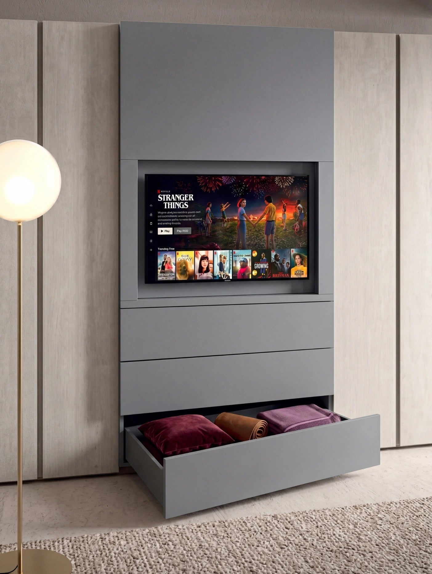 Combi Wardrobe, Bora Hinged Doors and Brunale TV Sliding Doors C252