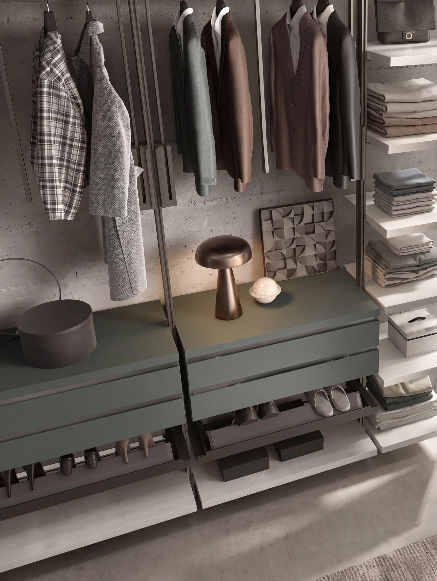 Cabin With Masts Virgo Linear Walk-In Closet with Double-Sided Element V322
