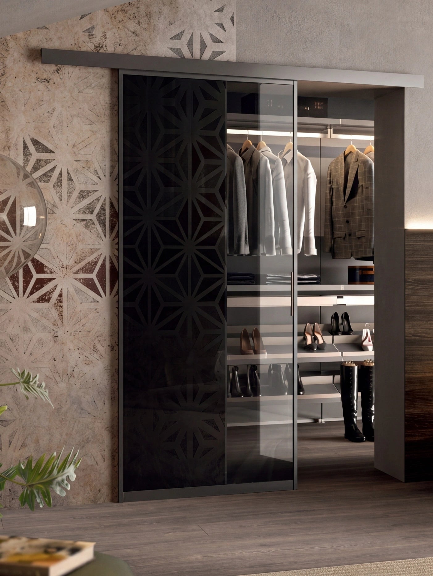 Portals Sliding Portal With 1 Glass Leaf with Wall Track P625