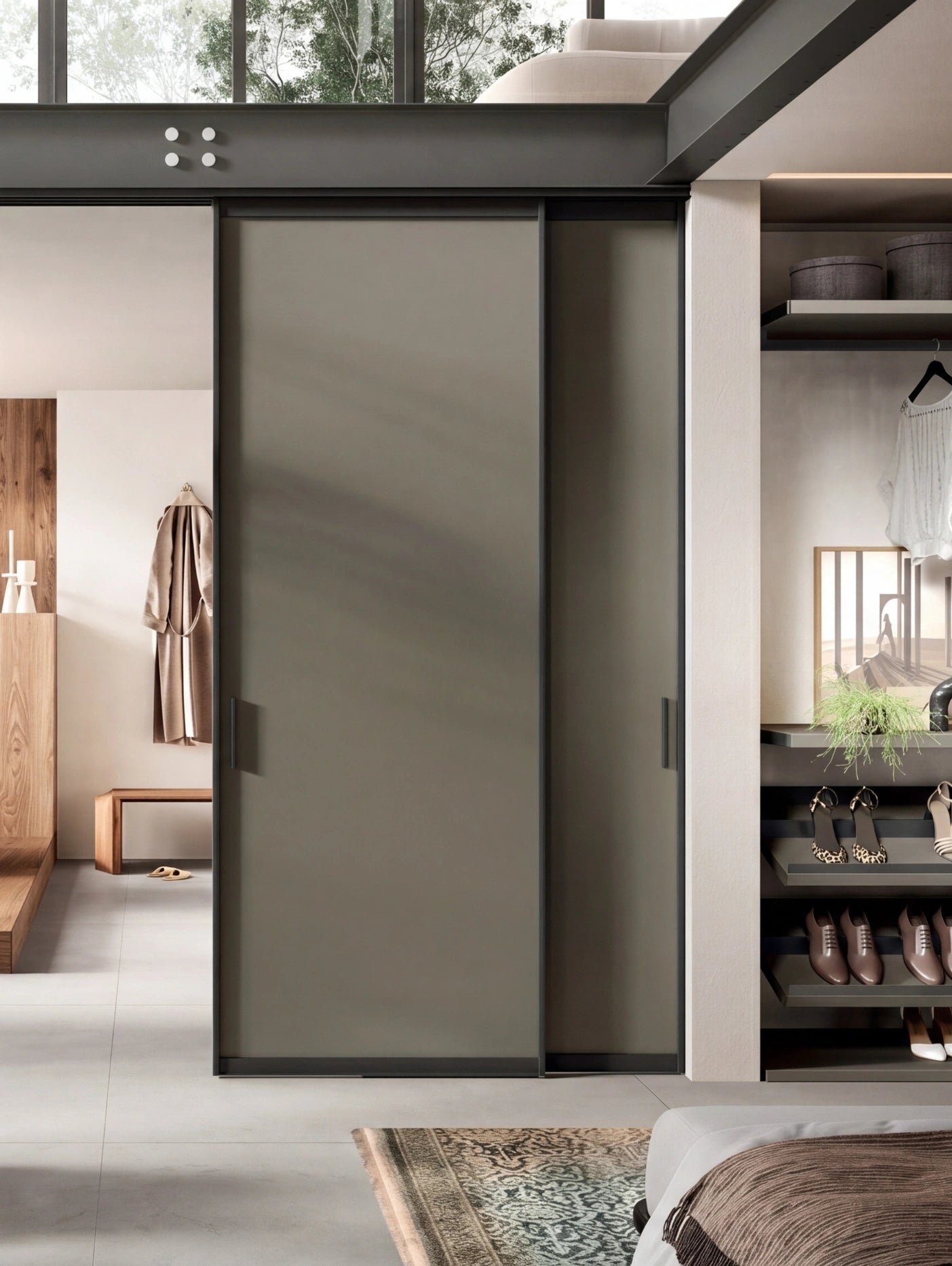 Portal With Lacquered Sliding Doors With Ceiling Rails P626