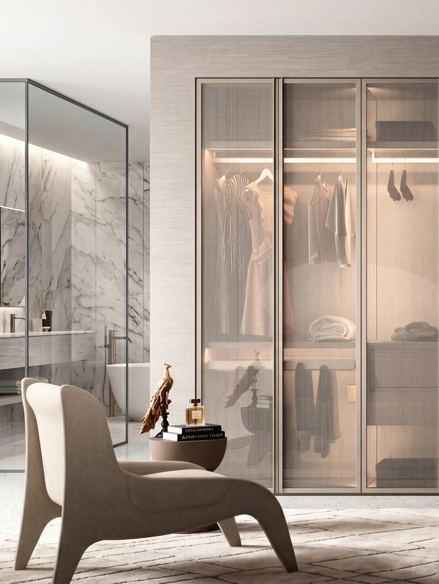 Shoulder Cabins Antares Walk-in Closet Glass Hinged Doors A125