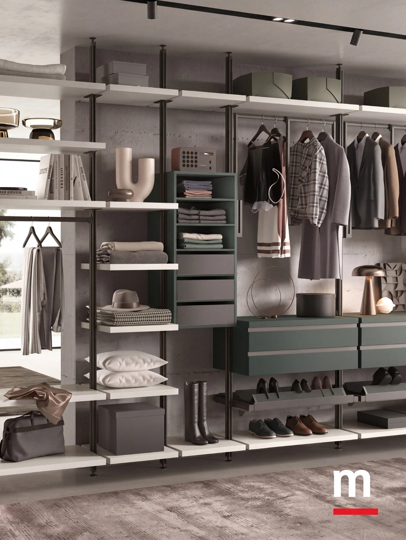 Cabin With Masts Virgo Linear Walk-In Closet with Double-Sided Element V322