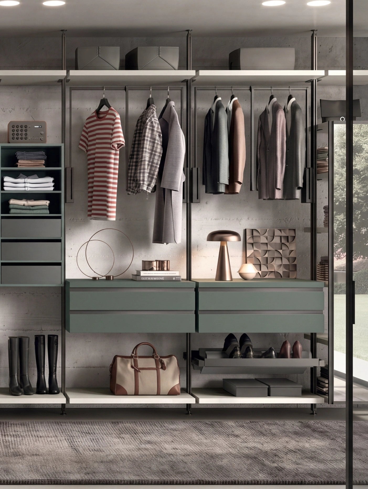 Cabin With Masts Virgo Linear Walk-In Closet with Double-Sided Element V322