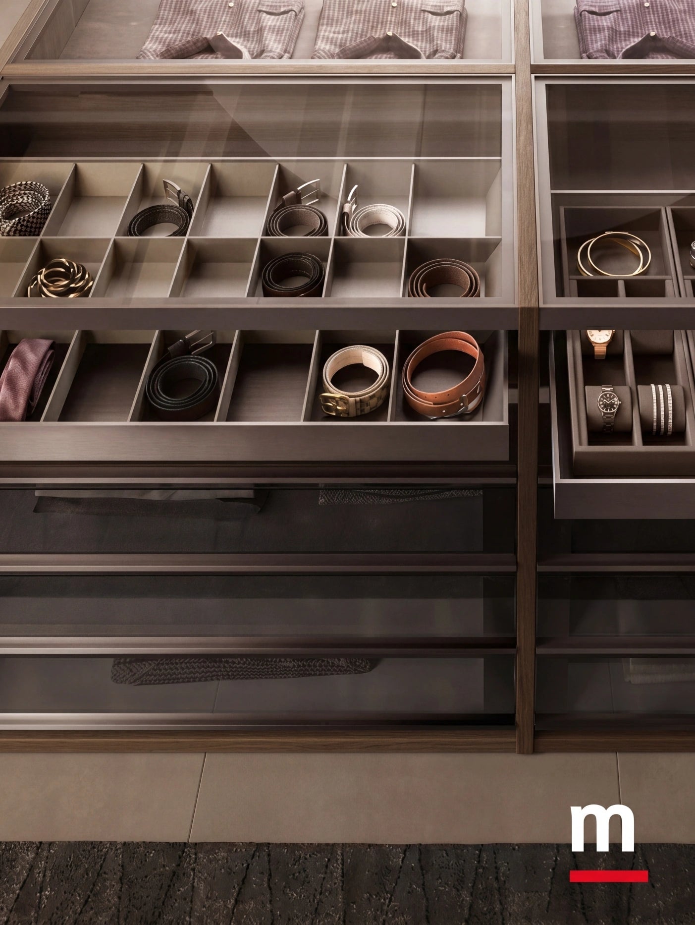 Rack Cabins Gemini Walk-in Closet with Central Island and Sliding Portal G224