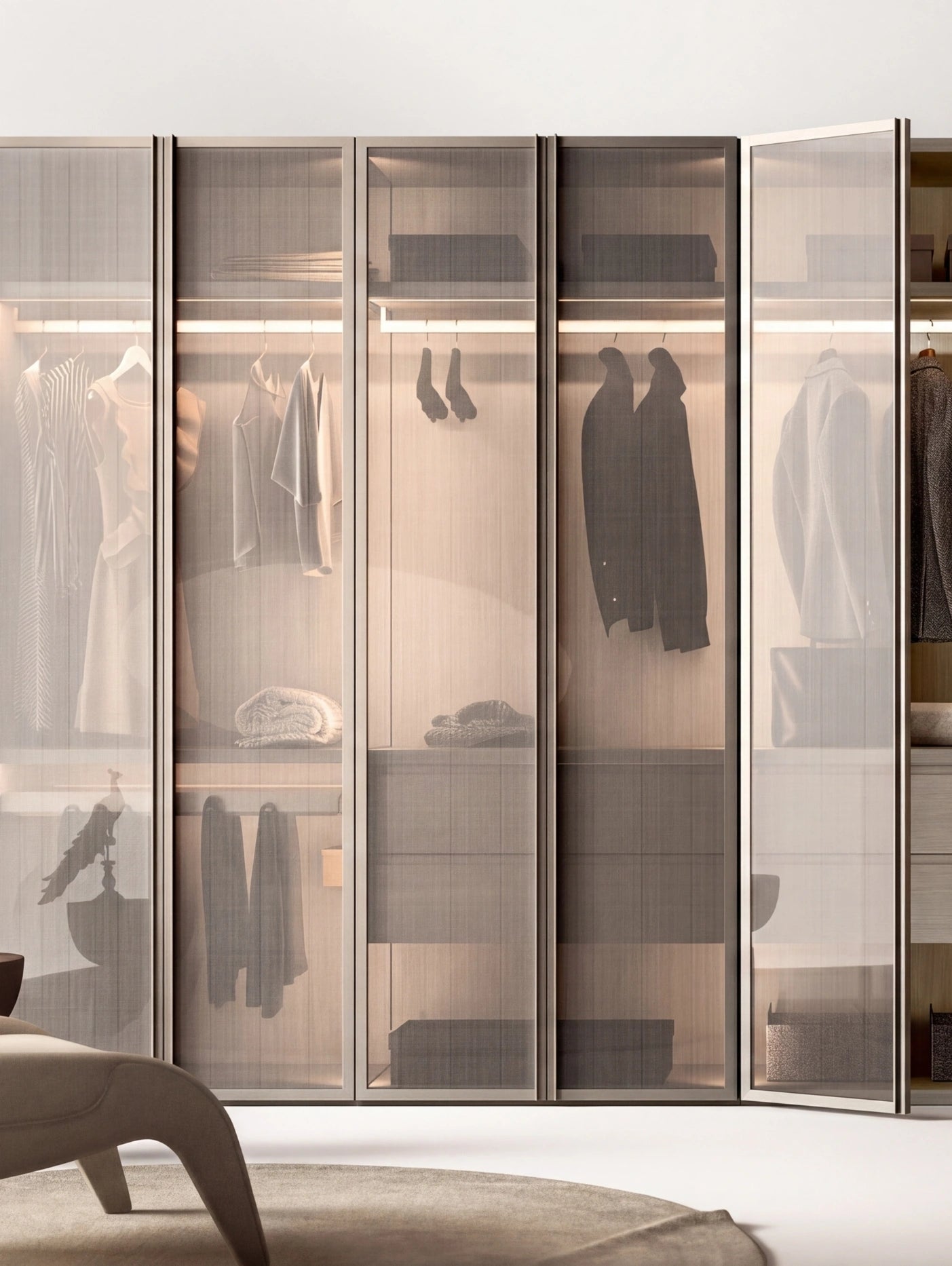 Shoulder Cabins Antares Walk-in Closet Glass Hinged Doors A125