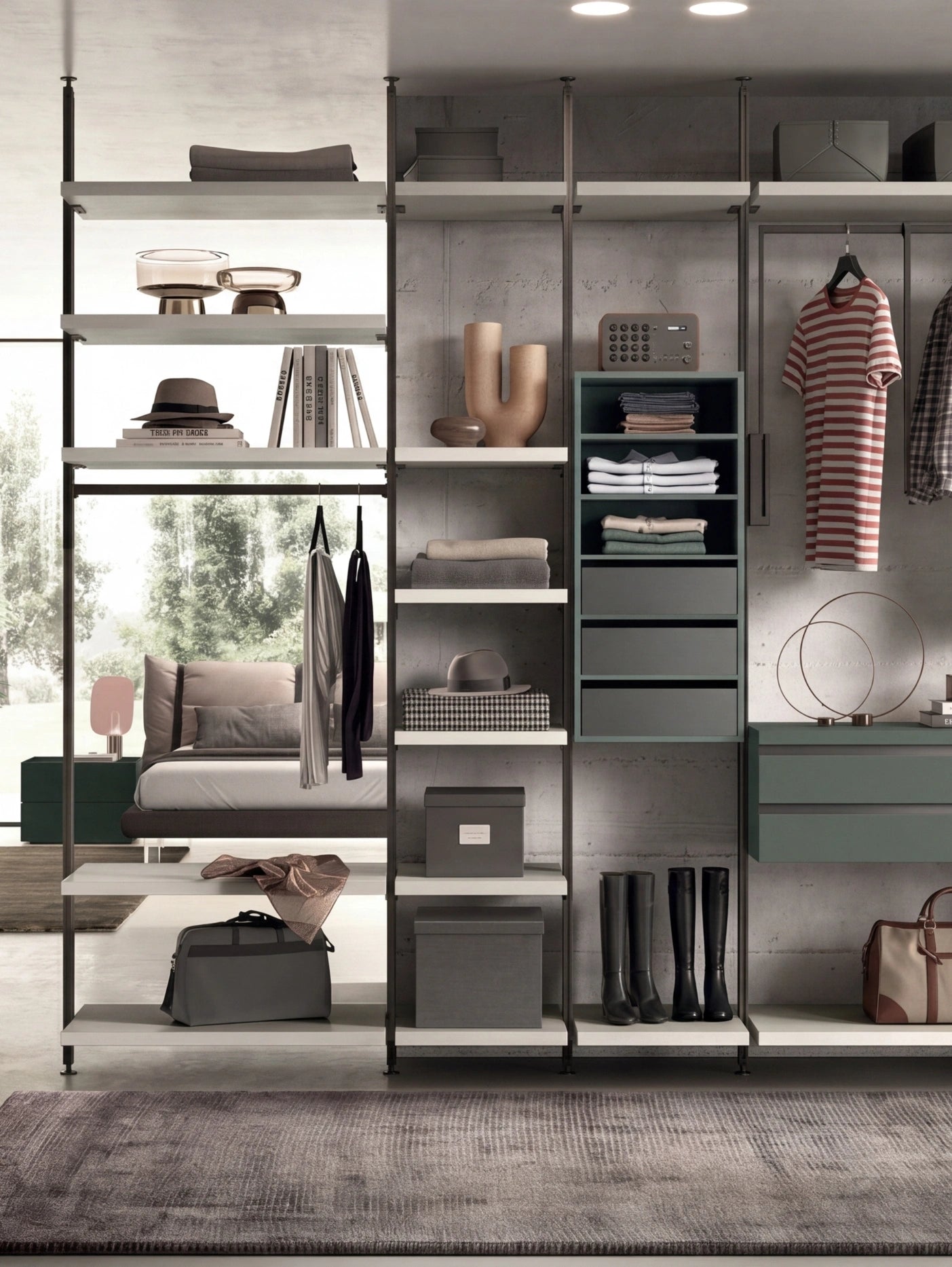 Cabin With Masts Virgo Linear Walk-In Closet with Double-Sided Element V322