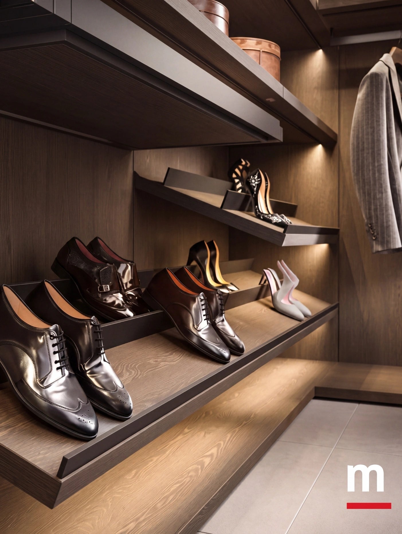 Rack Cabins Gemini Walk-in Closet with Central Island and Sliding Portal G224