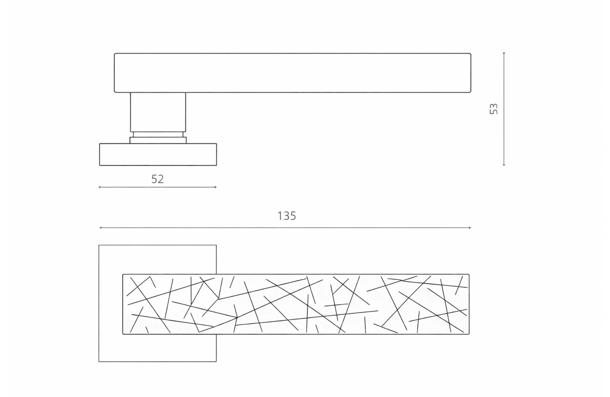 KYMI Ice Home Crystal Lever Handle on Square Rose and Cylinder Escutcheon
