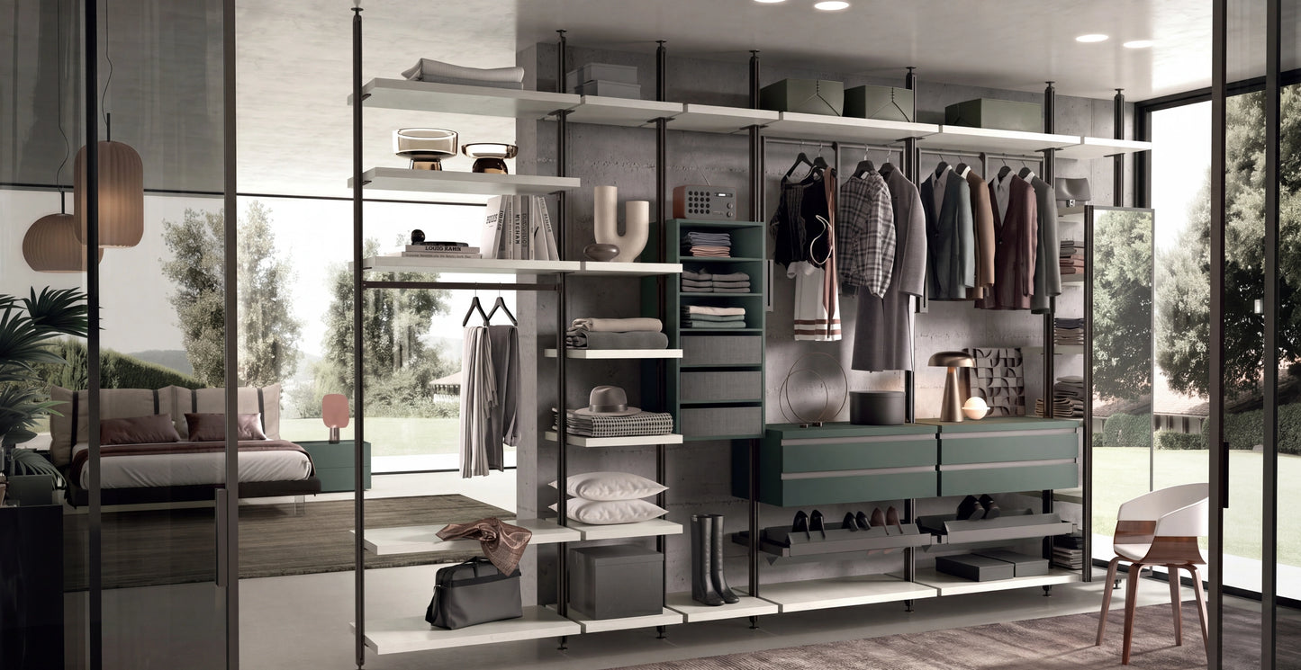 Cabin With Masts Virgo Linear Walk-In Closet with Double-Sided Element V322