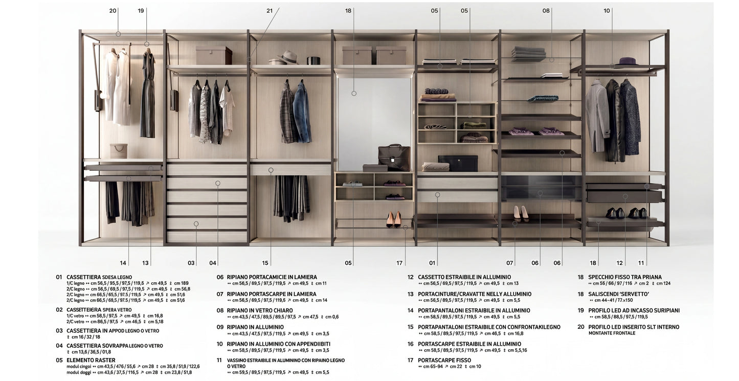 Shoulder Cabins Antares Walk-in Closet Glass Hinged Doors A125